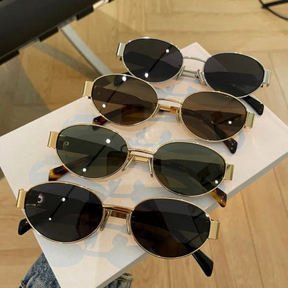 
Gafas de sol ovaladas de aleación dorada con protección UV400 - Imagen 6
