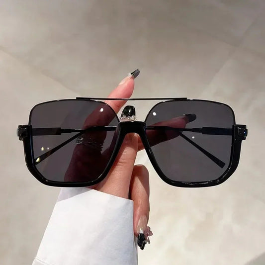 Gafas de sol cuadradas oversize con montura de aleación y protección UV400