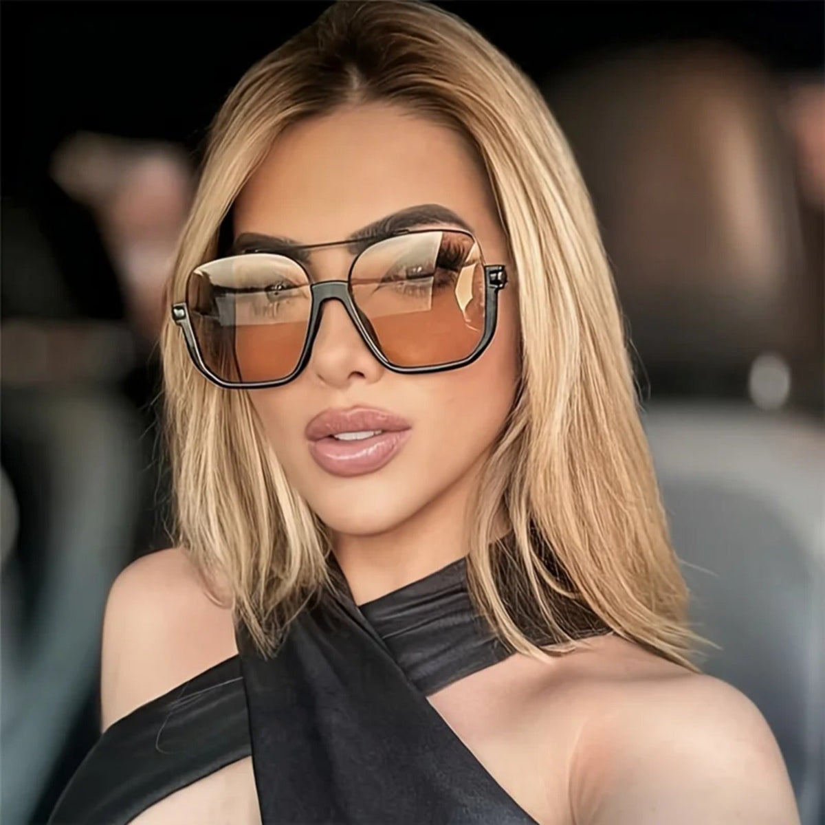 
Gafas de sol cuadradas oversize con montura de aleación y protección UV400