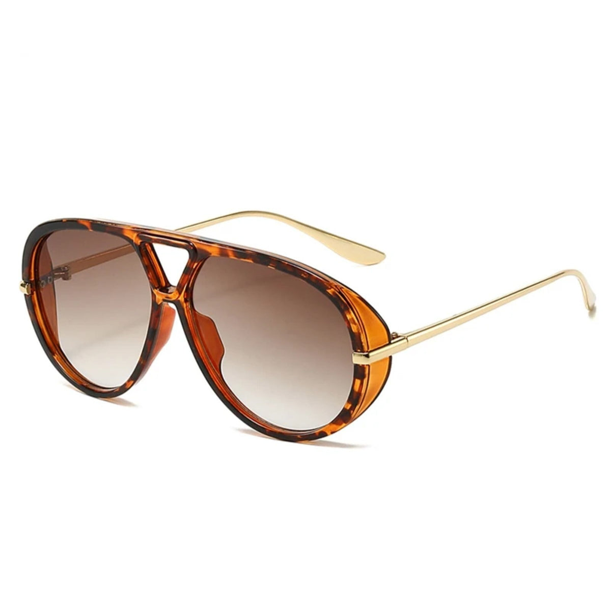 
Gafas de sol de aleación con doble puente extragrande y lentes degradadas con protección UV400 - Carey