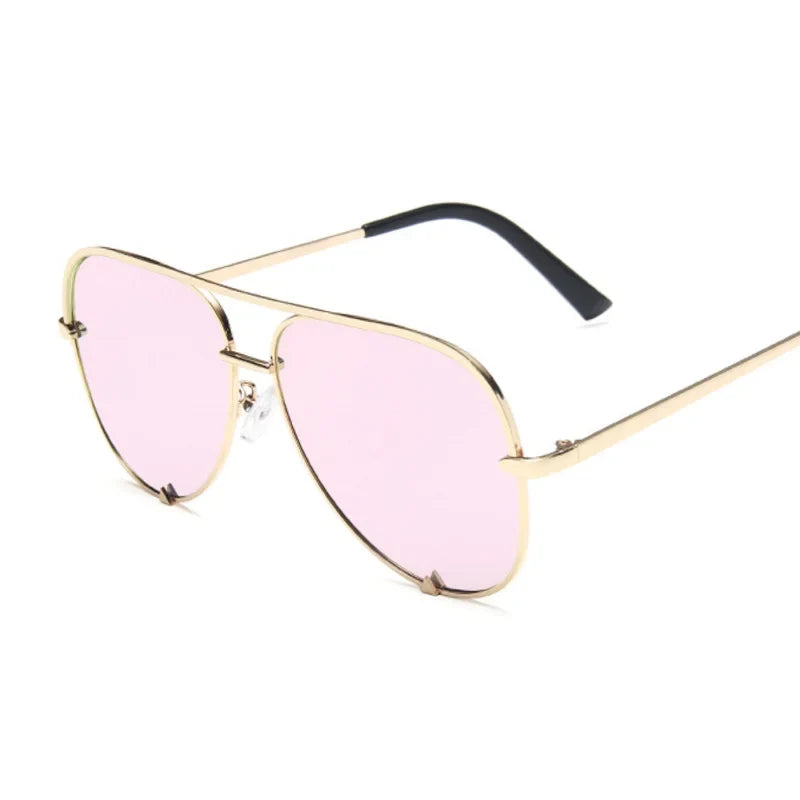 
Gafas de sol tipo aviador con montura de aleación y lentes degradadas de espejo - Rosa