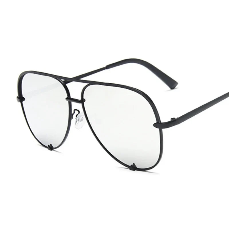 
Gafas de sol tipo aviador con montura de aleación y lentes degradadas de espejo - plata