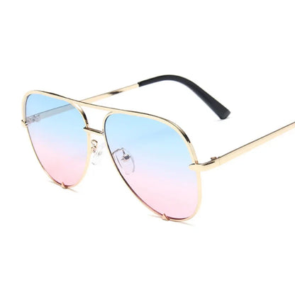 
Gafas de sol tipo aviador con montura de aleación y lentes degradadas de espejo - Imagen 2