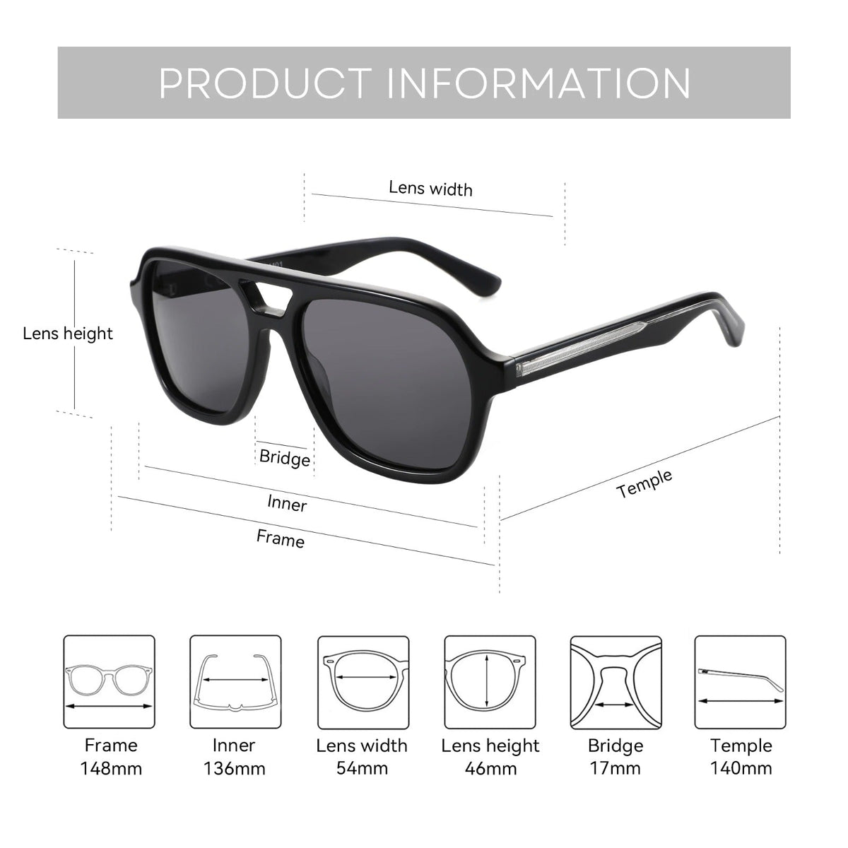 
Gafas de sol tipo piloto de acetato carey polarizadas con protección UV400
