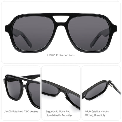 
Gafas de sol tipo piloto de acetato carey polarizadas con protección UV400 - Imagen 7
