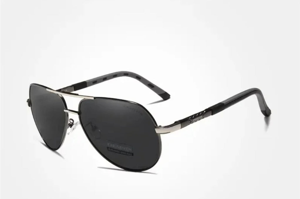 
Gafas de sol polarizadas de aluminio tipo piloto con protección UV400 - Gris metálico