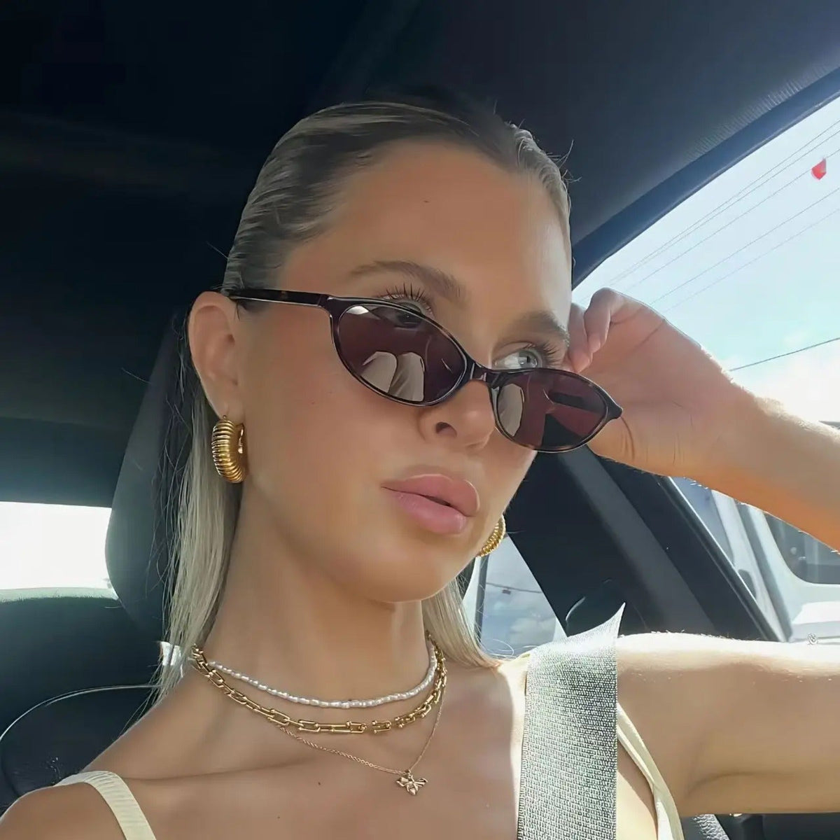 
Gafas de sol de plástico pequeñas estilo ojo de gato con protección UV400