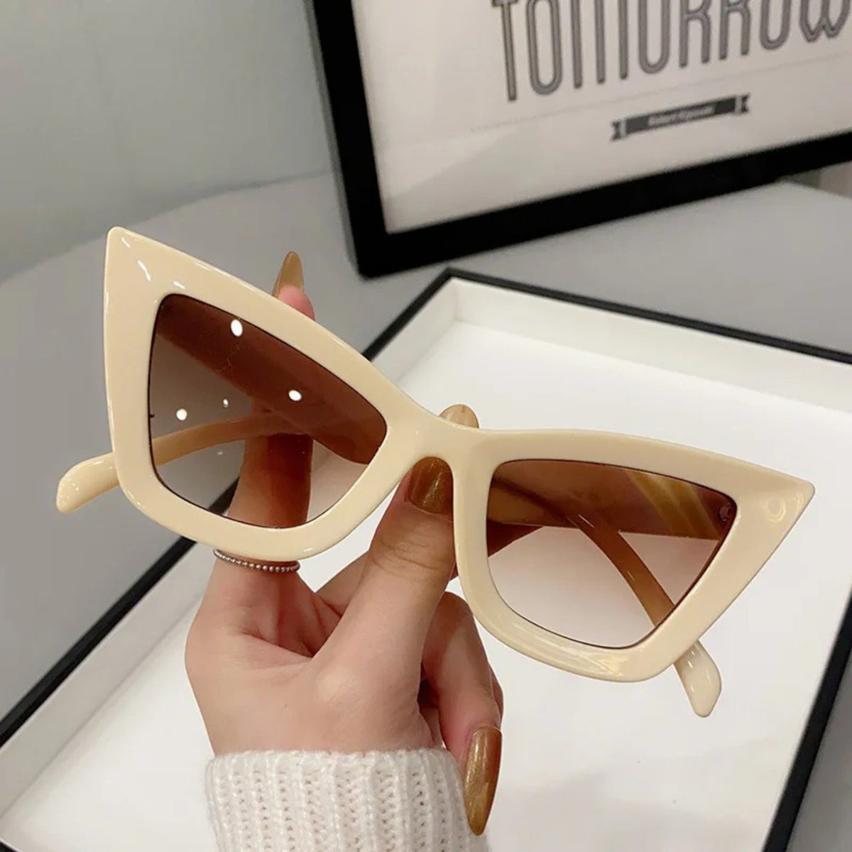 
Gafas de sol de plástico tipo ojo de gato extragrandes