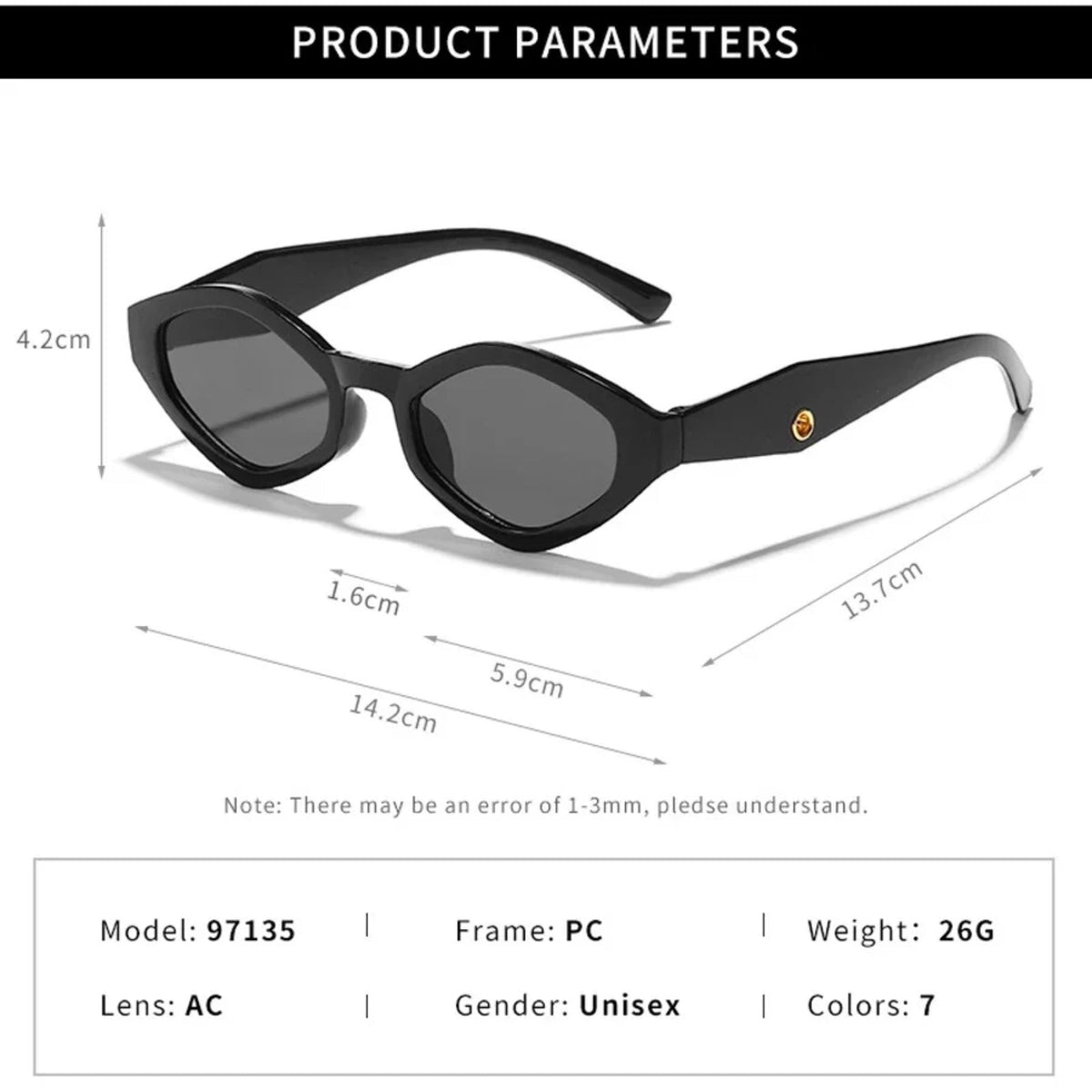 
Gafas de sol de plástico tipo ojo de gato irregular con protección UV400