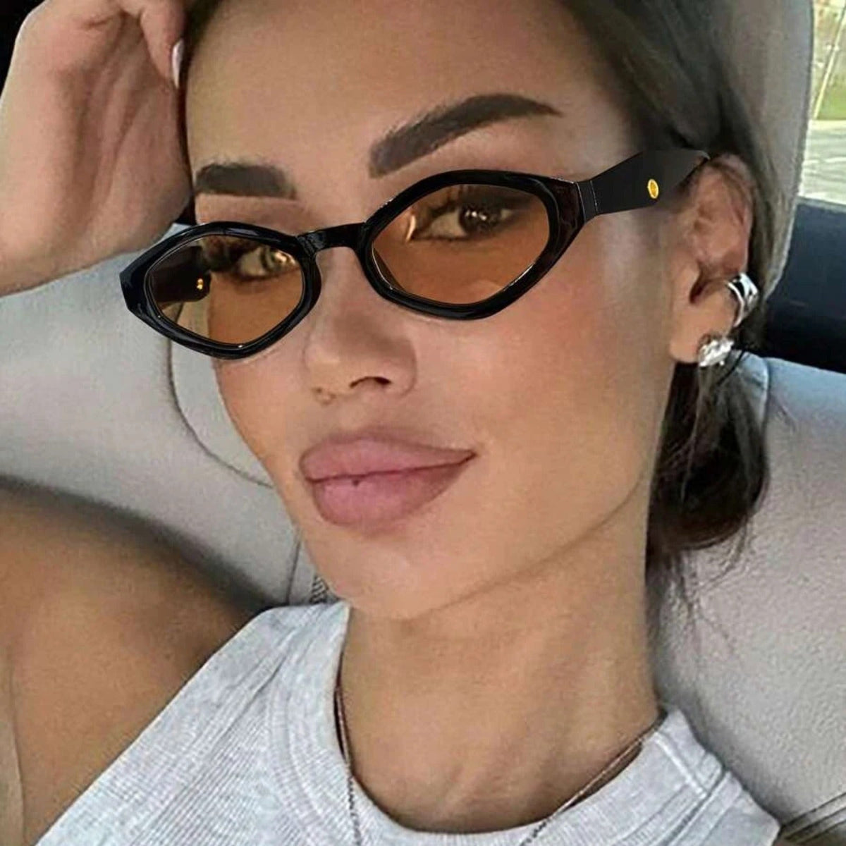 
Gafas de sol de plástico tipo ojo de gato irregular con protección UV400