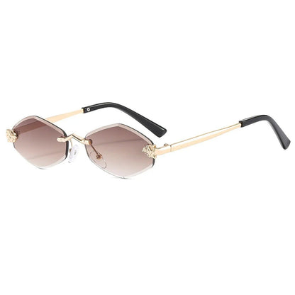 
Gafas de sol poligonales sin montura de aleación con protección UV400 - Imagen 2