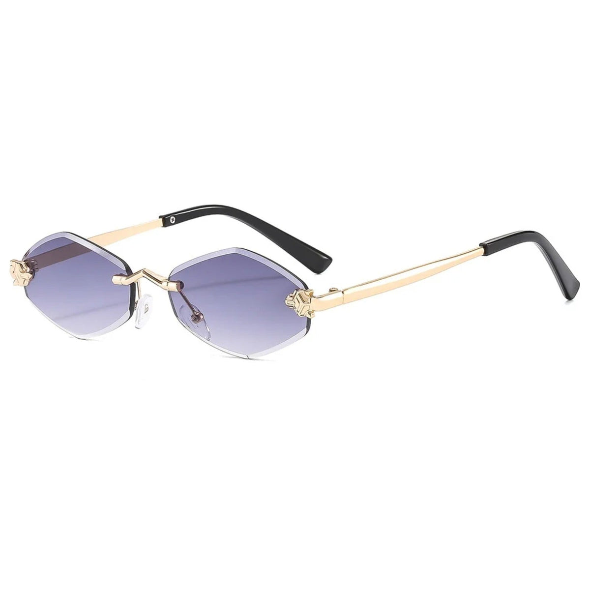 
Gafas de sol poligonales sin montura de aleación con protección UV400 - Gris