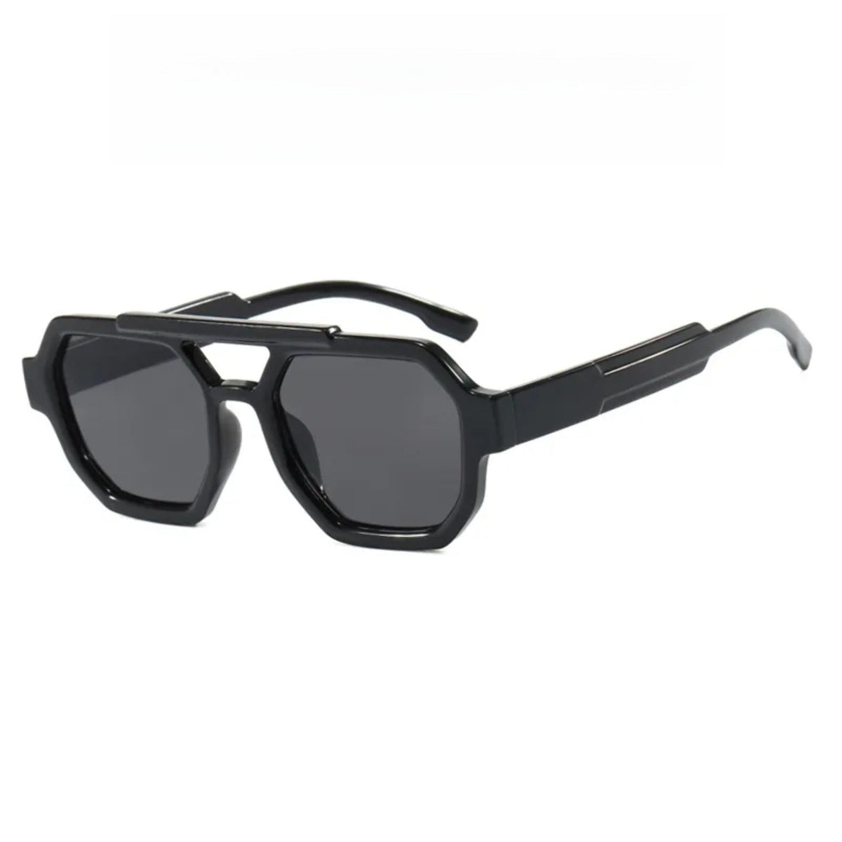 
Gafas de sol de polígono con doble puente de tortuga de plástico UV400