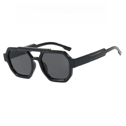 
Gafas de sol de polígono con doble puente de tortuga de plástico UV400