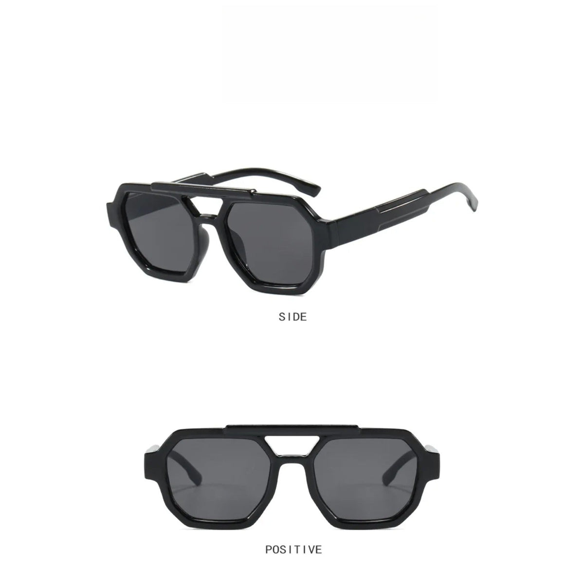 
Gafas de sol de polígono con doble puente de tortuga de plástico UV400