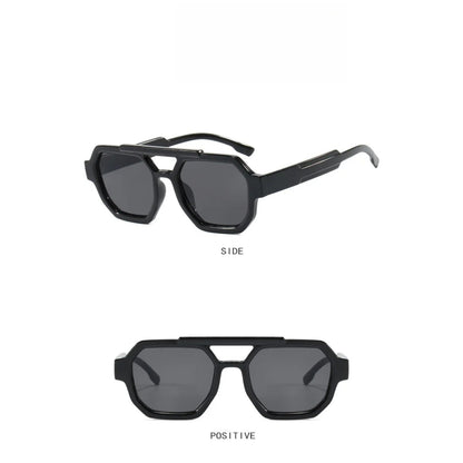
Gafas de sol de polígono con doble puente de tortuga de plástico UV400 - Imagen 9