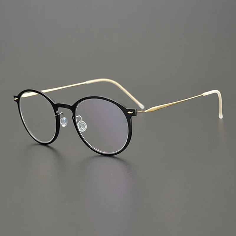 
Gafas redondas transparentes de titanio - Negro-Oro