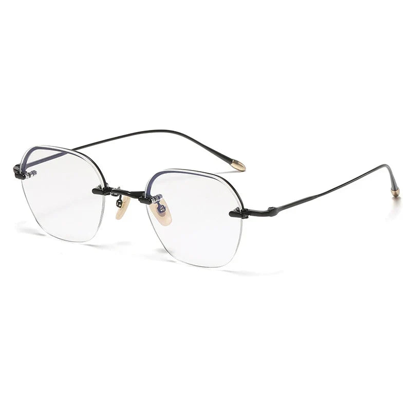 
Gafas geométricas de titanio sin montura - Negro