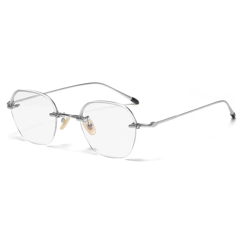 
Gafas geométricas de titanio sin montura - plata