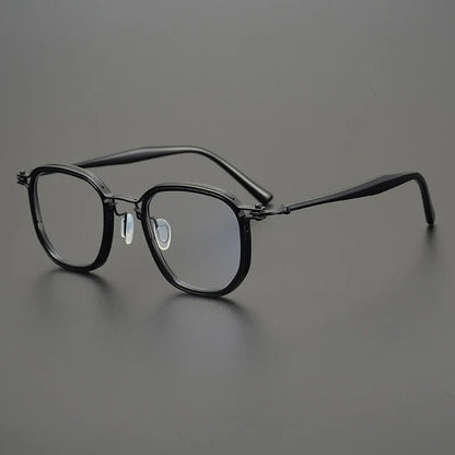 
Gafas cuadradas de acetato y titanio estilo patchwork
