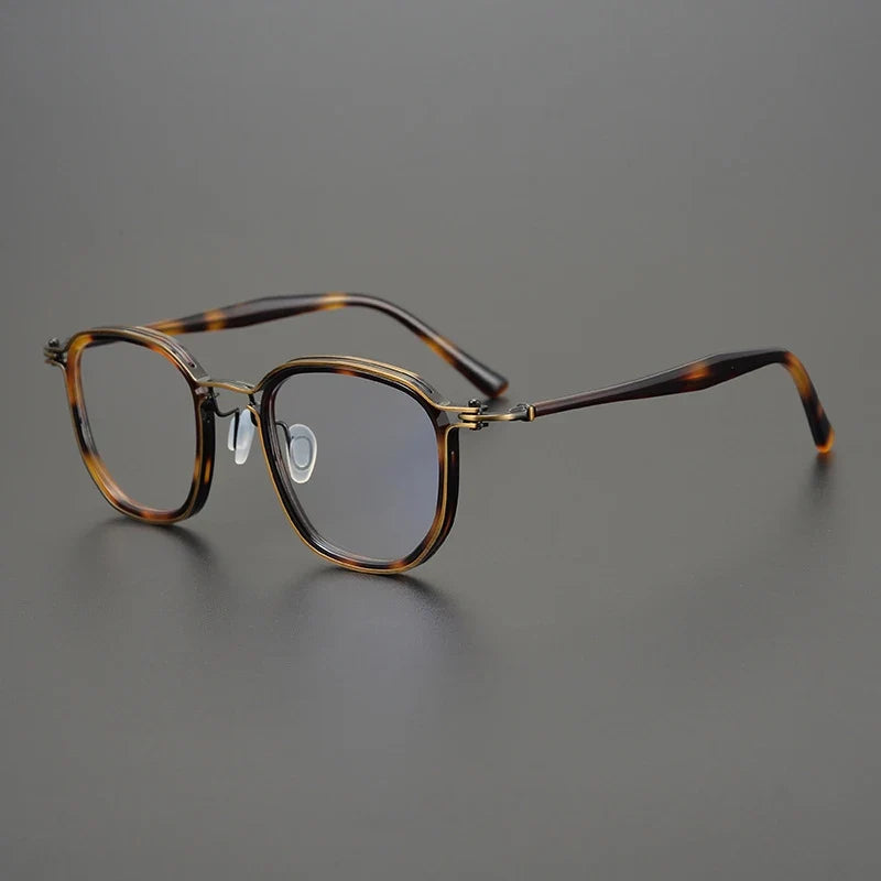 
Gafas cuadradas de acetato y titanio estilo patchwork - Ámbar