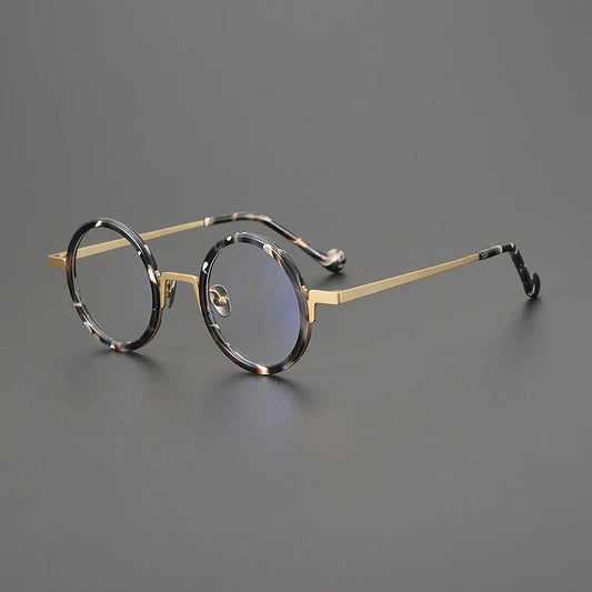 Gafas redondas de titanio ámbar