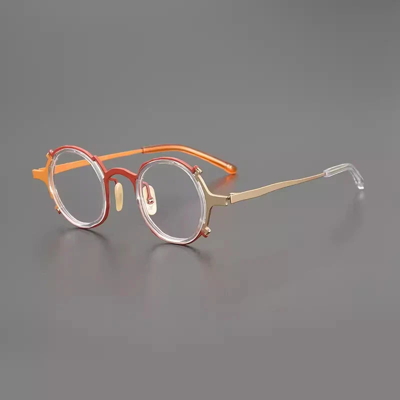 
Gafas redondas retro de titanio - Oro