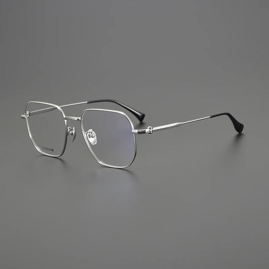 Gafas geométricas de titanio de gran tamaño