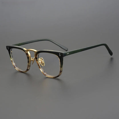 
Gafas cuadradas de acetato estilo patchwork en verde - Imagen 2