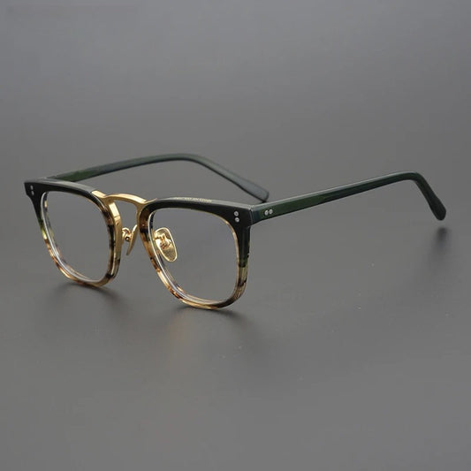 Gafas cuadradas de acetato estilo patchwork en verde