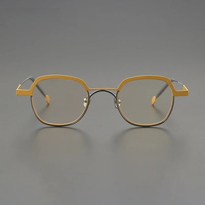 
Gafas geométricas de titanio color mostaza - Imagen 2