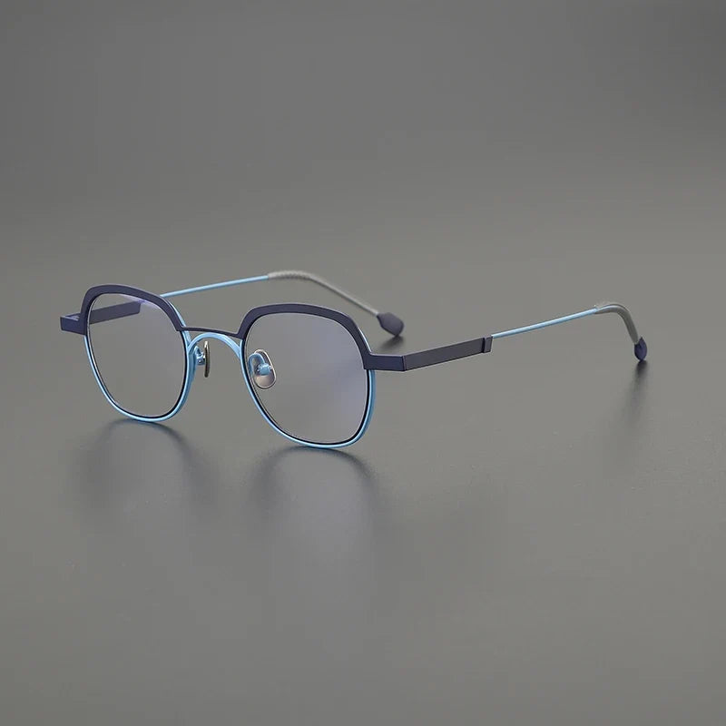 
Gafas geométricas de titanio color mostaza - Azul