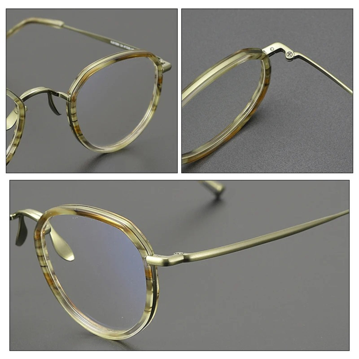 
Gafas redondas de titanio color oliva cristal - Imagen 7