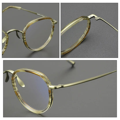 
Gafas redondas de titanio color oliva cristal - Imagen 7