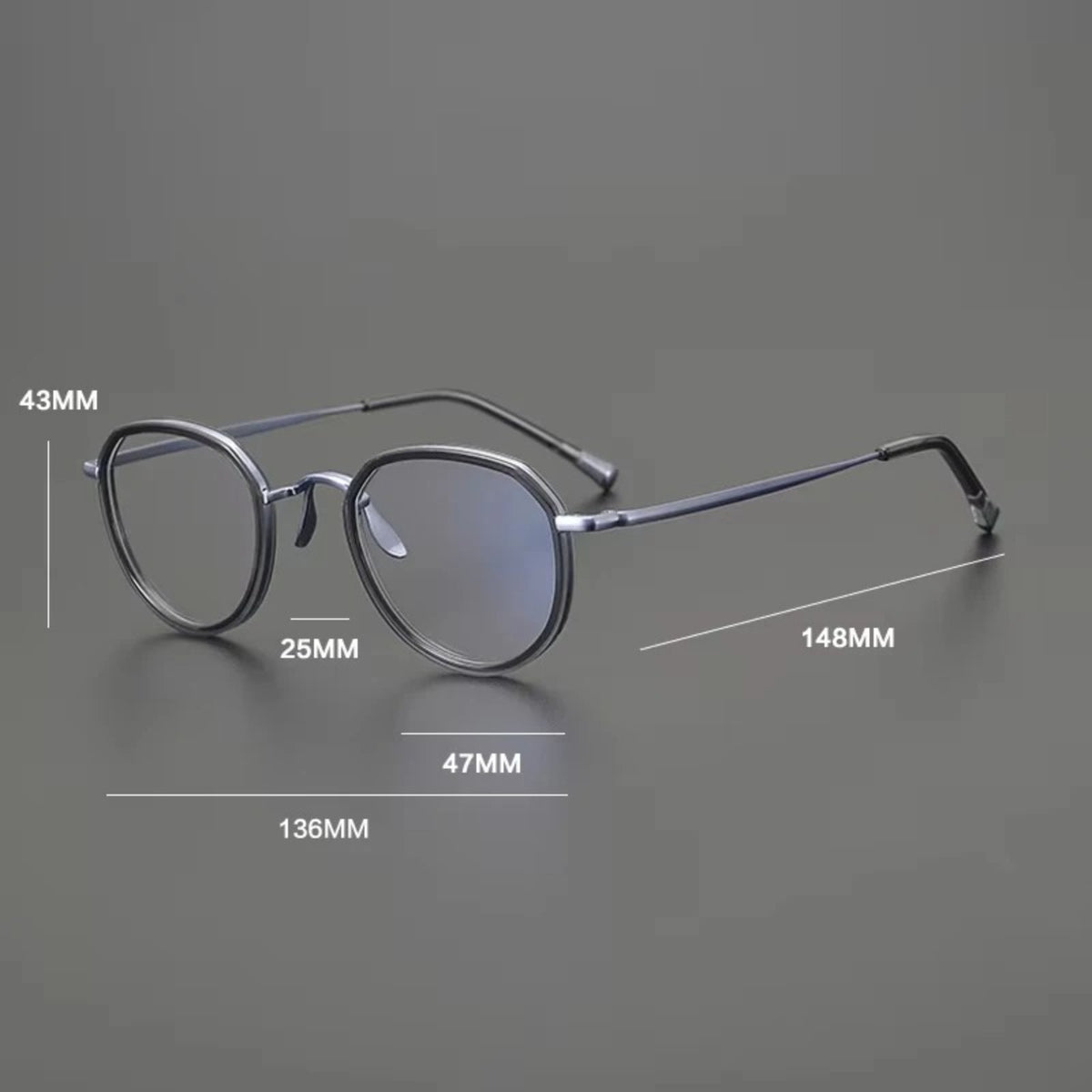 
Gafas redondas de titanio color oliva cristal