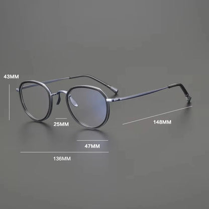 
Gafas redondas de titanio color oliva cristal - Imagen 8