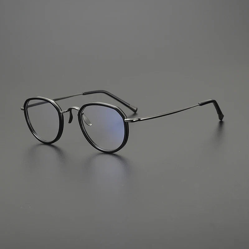
Gafas redondas de titanio color oliva cristal - Negro