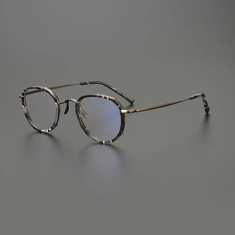 
Gafas redondas de titanio color oliva cristal - Bronce