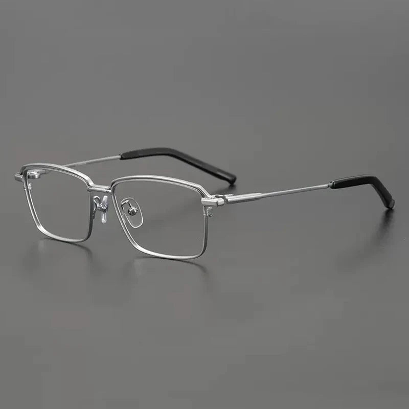 
Gafas cuadradas minimalistas de titanio - plata