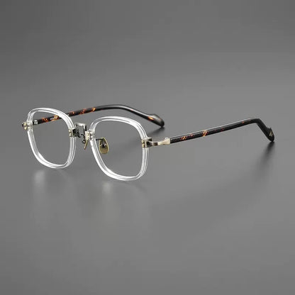 
Gafas cuadradas de acetato y titanio a rayas