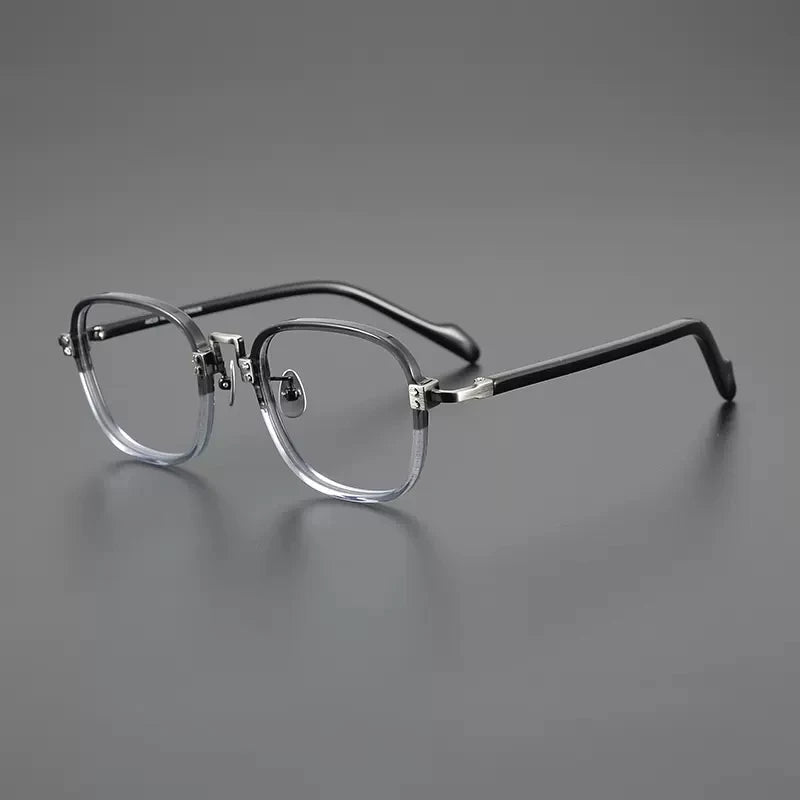
Gafas cuadradas de acetato y titanio a rayas - Gris