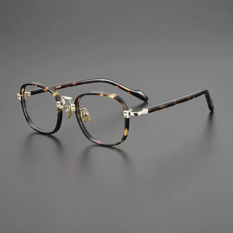 
Gafas cuadradas de acetato y titanio a rayas