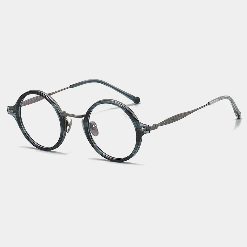 
Gafas redondas Windsor de acetato y titanio - Azul