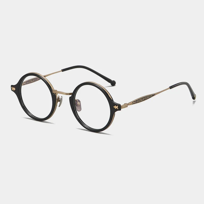 
Gafas redondas Windsor de acetato y titanio - Oro
