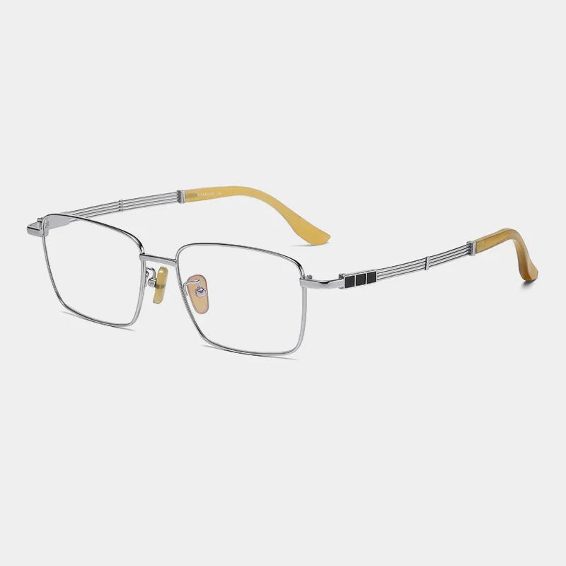 
Gafas cuadradas de titanio con detalles en madera