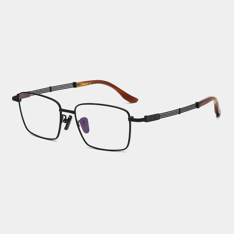 
Gafas cuadradas de titanio con detalles en madera