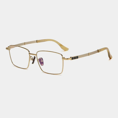 
Gafas cuadradas de titanio con detalles en madera