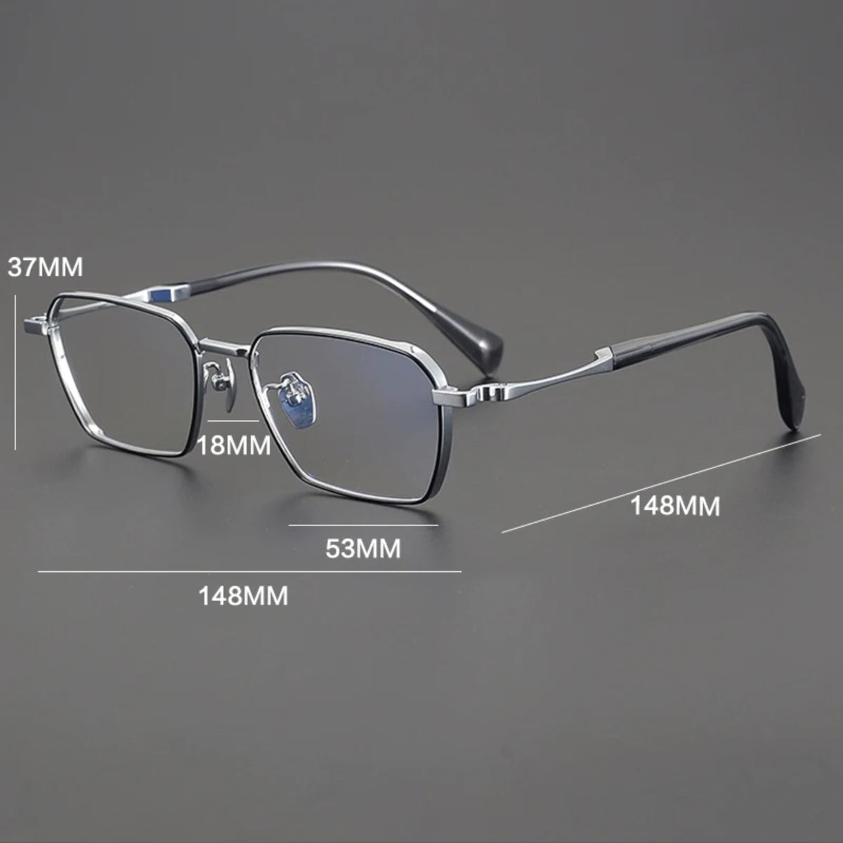 
Gafas cuadradas grandes de titanio