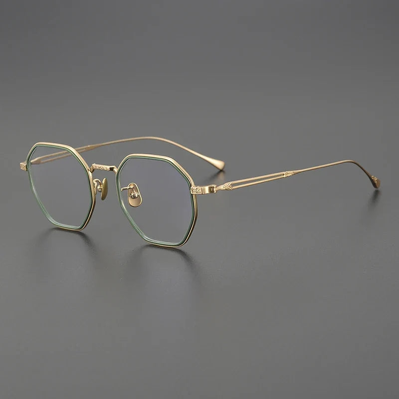 
Gafas geométricas de titanio azul japonés