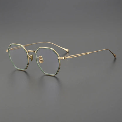 
Gafas geométricas de titanio azul japonés